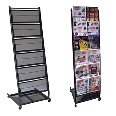 Carrying Case Included GUOHONG Foldable Magazine Catalog Literature Display Holder Rack Stand Aluminum Portable Exhibition Literature Floor Stand and Trade Show Display 6 Pockets 