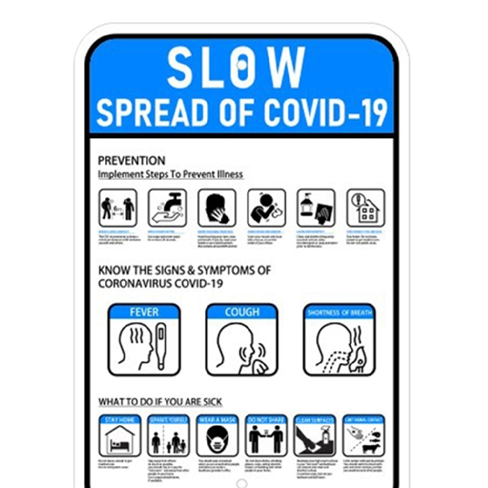 Slow spread of covid-19 metal safety sign