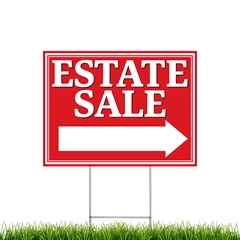 Yard Signs - Estate Sale corrugated plastic sign with stakes sku spysesale