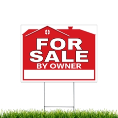 Yard Signs - For Sale By Owner corrugated plastic sign with stakes sku spysfsbo