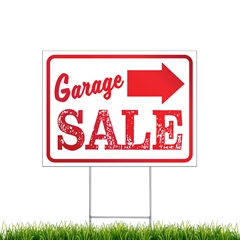 Yard Signs - Garage Sale corrugated plastic sign with stakes sku spysgsale