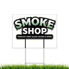 Yard Signs - Smoke Shop corrugated plastic sign with stakes sku spyssmkshp